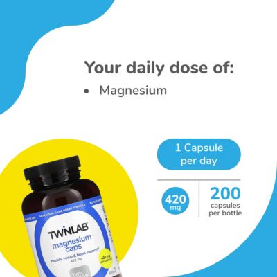 Magnesium Caps - High Absorption Magnesium Supplement - Magnesium Capsules for Stress Relief, 420 mg, 200 Count, 2 Pack