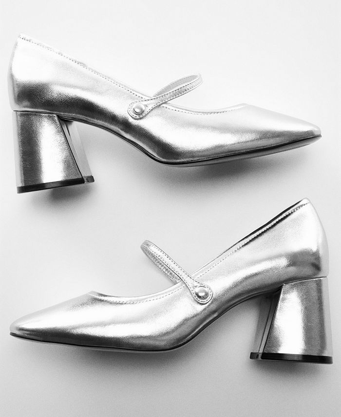 MANGO Women's Block Heel Metallic Shoes Macy's