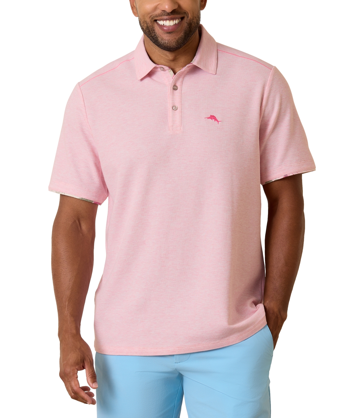 Tommy Bahama Men's Heavenly Blooms Five O' Clock Polo In Cabana Pink Hthr