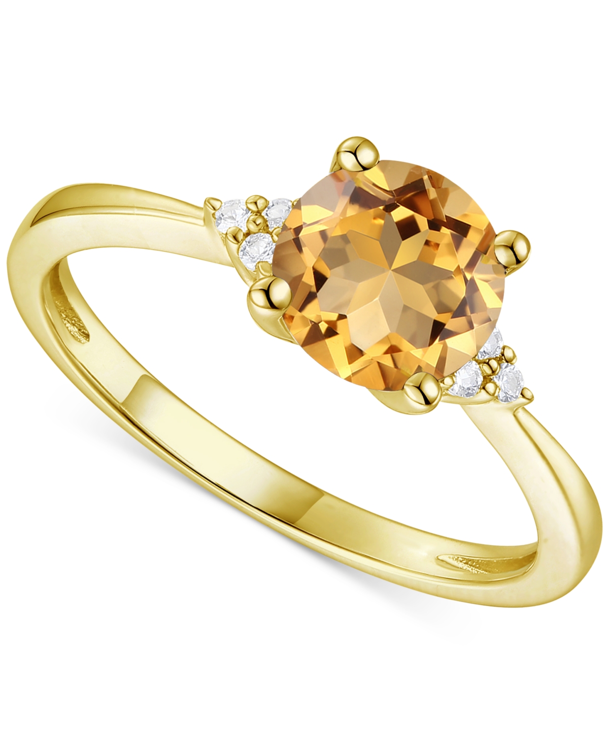Macy's Amethyst (1-1/6 Ct. T.w.) & Lab-grown White Sapphire (1/20 Ct. T.w.) Ring In 14k Gold-plated Sterlin In Citrine