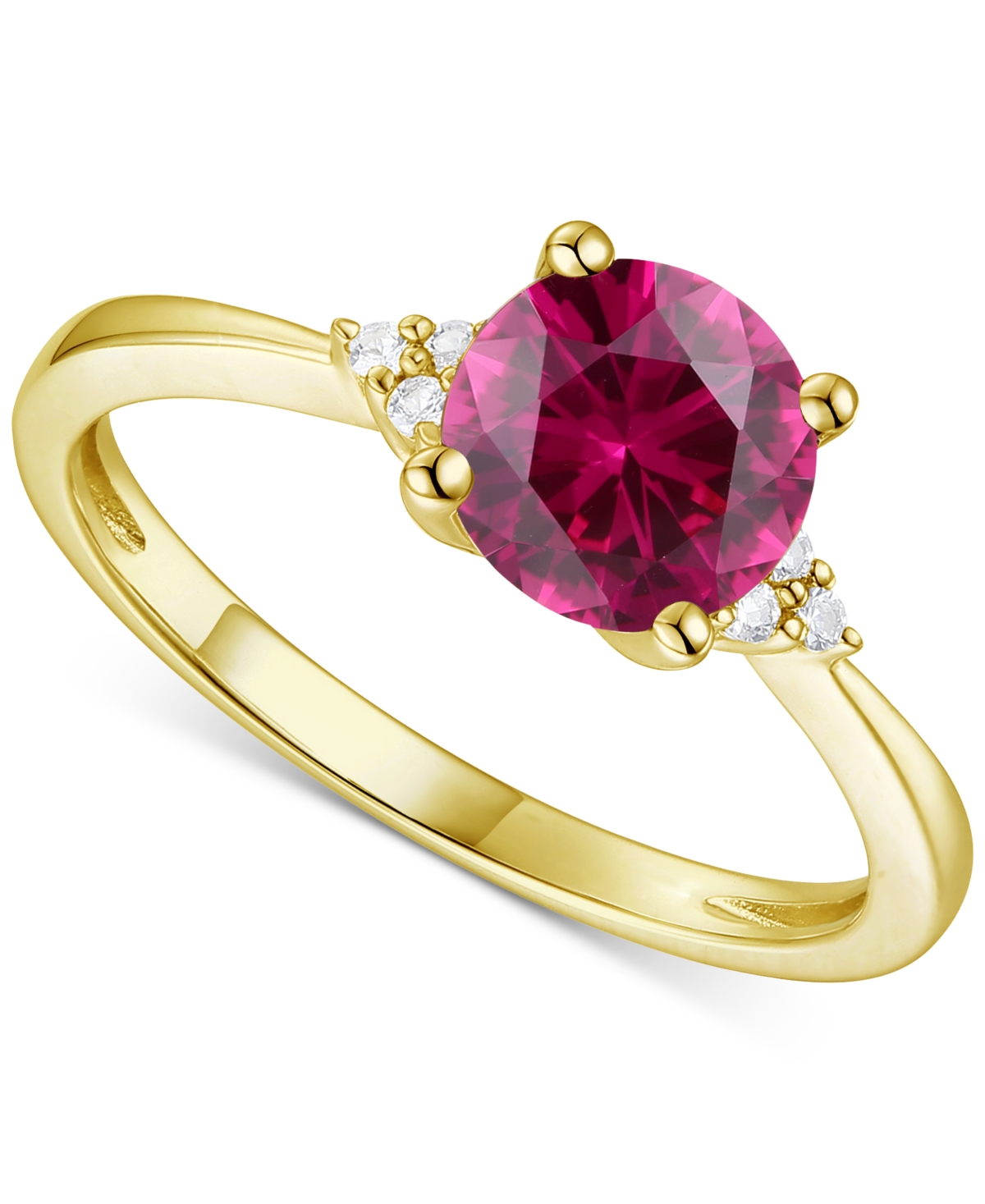 Macy's Amethyst (1-1/6 Ct. T.w.) & Lab-grown White Sapphire (1/20 Ct. T.w.) Ring In 14k Gold-plated Sterlin In Ruby
