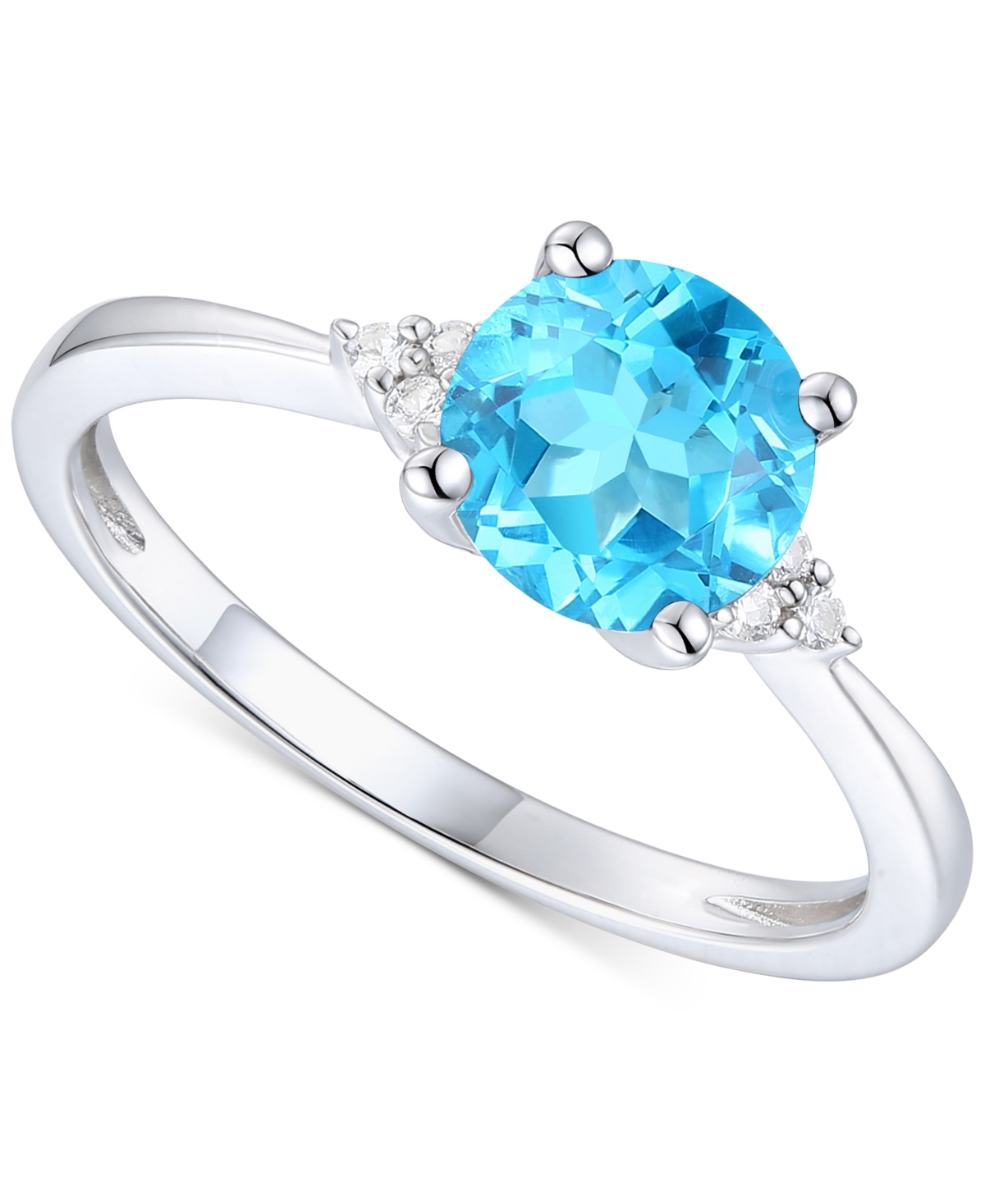 Macy's Amethyst (1-1/6 Ct. T.w.) & Lab-grown White Sapphire (1/20 Ct. T.w.) Ring In 14k Gold-plated Sterlin In Blue Topaz