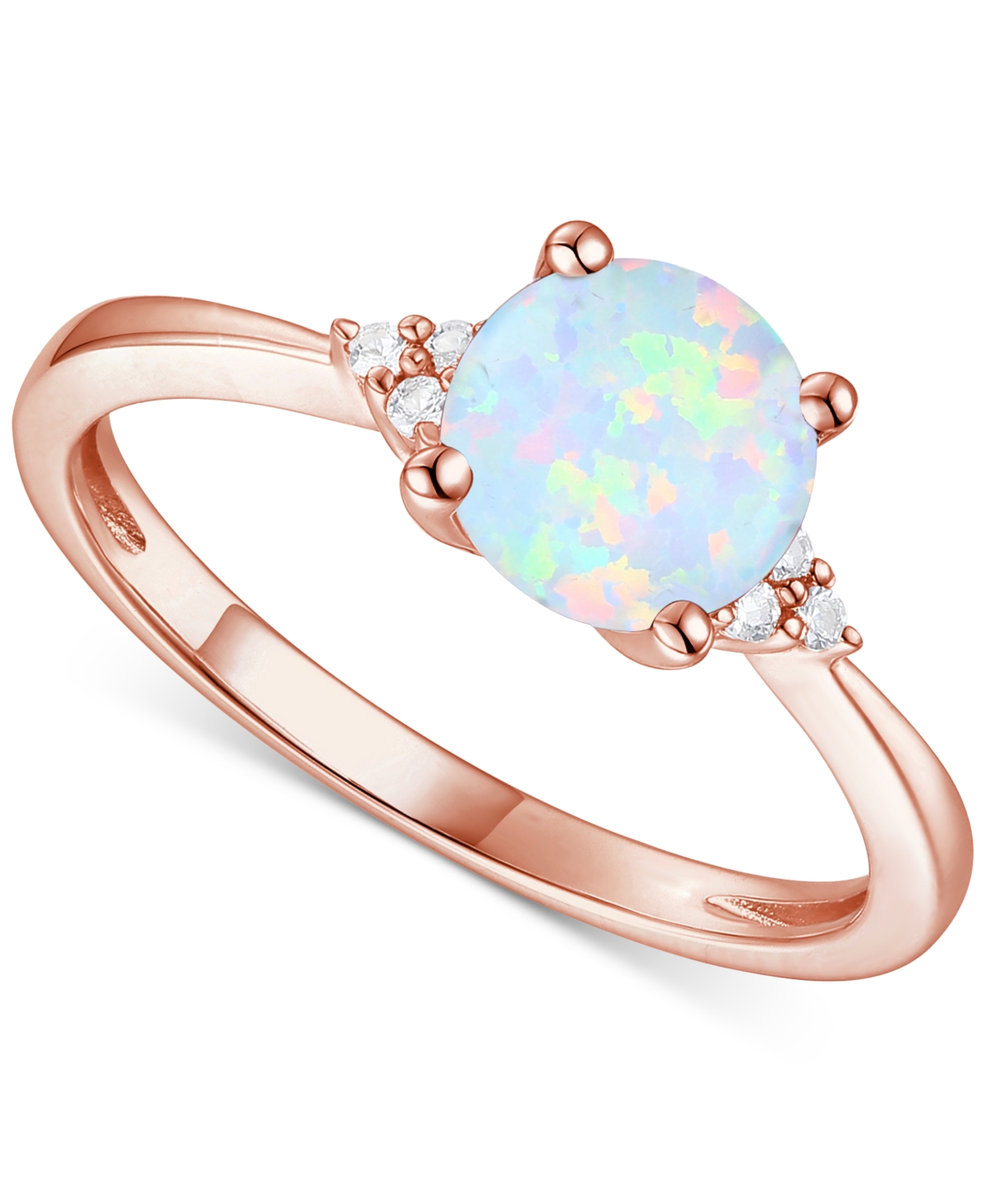 Macy's Amethyst (1-1/6 Ct. T.w.) & Lab-grown White Sapphire (1/20 Ct. T.w.) Ring In 14k Gold-plated Sterlin In Opal