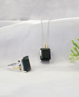 Onyx (10-1/2 ct. t.w.) and Diamond Accent Ring in Sterling Silver and 14k Gold