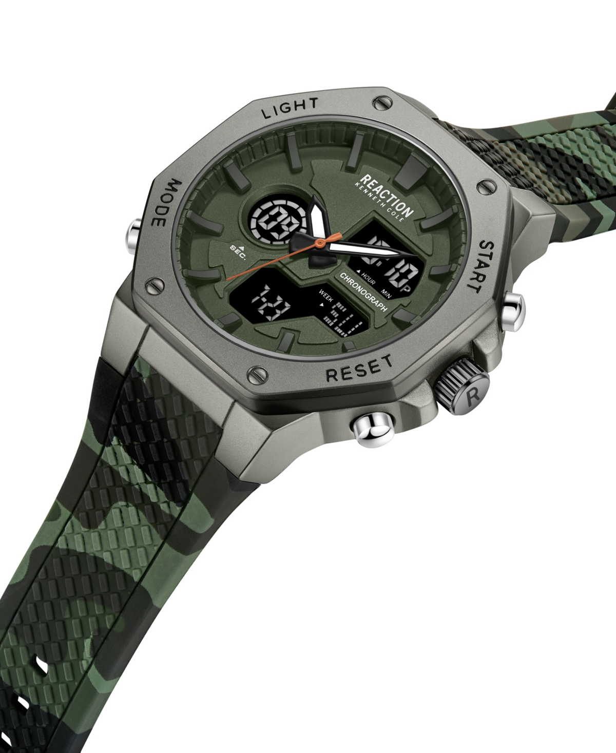 Shop Kenneth Cole Reaction Men's Analog Digital Green Silicone Watch 46mm
