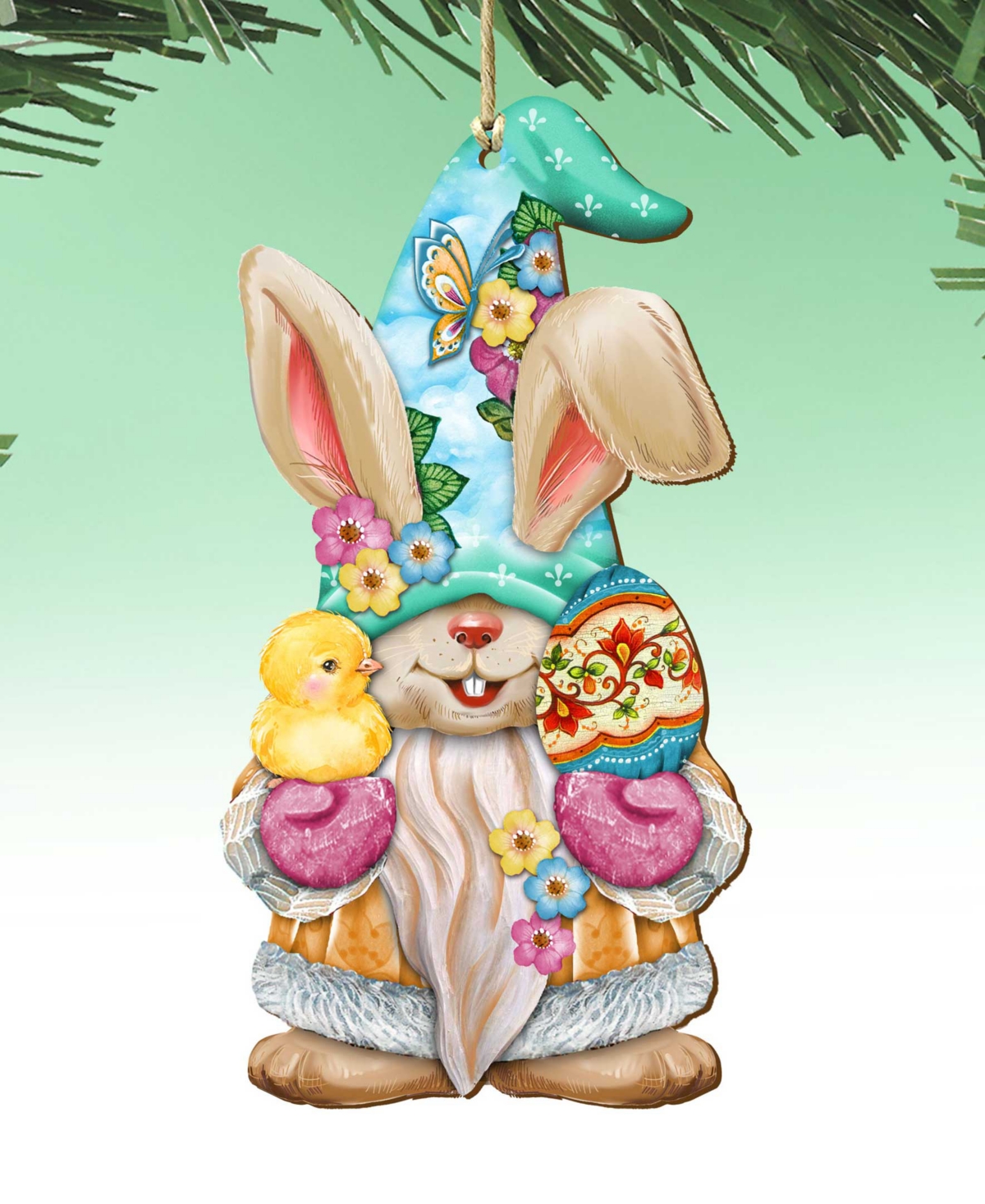 Designocracy Holiday Wooden Ornaments Egg And Chick Gnome Home Decor Set Of 2 G. Debrekht In Multi Color