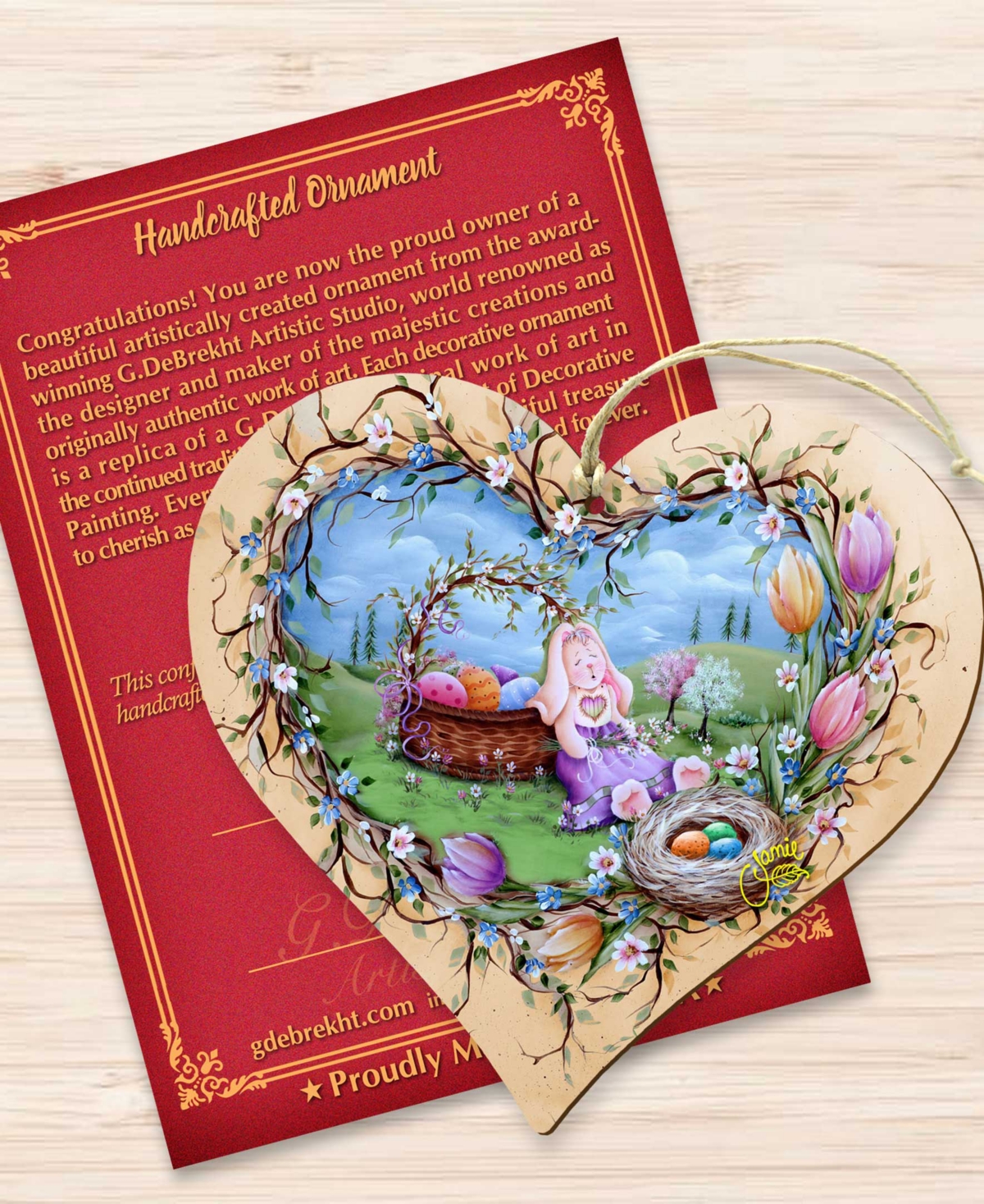 Designocracy Holiday Wooden Ornaments Spring Nap Home Decor Set Of 2 J. Mills-price In Multi Color
