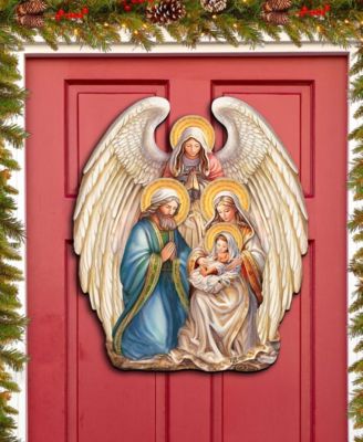 Nativity with Angel Christmas Wooden Door Decor Wall Decor G. DeBrekht