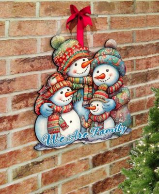 Snowman's Family Christmas Wooden Wall Decor Door Decor G. DeBrekht