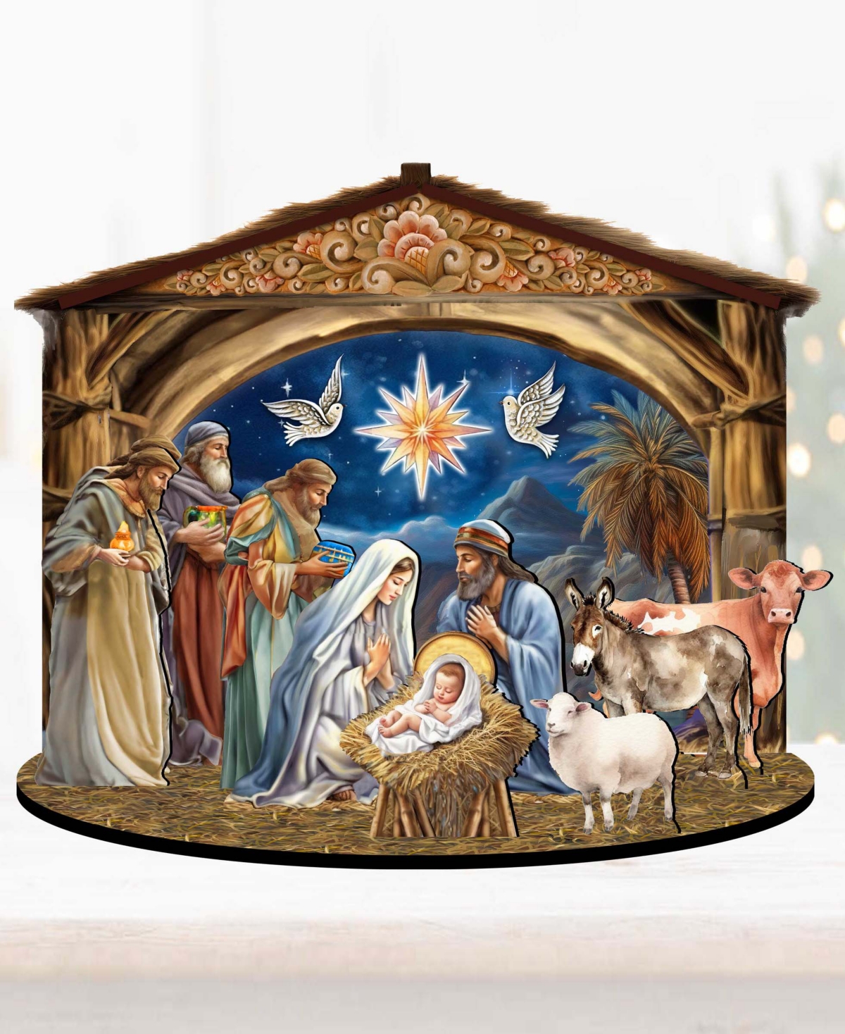 Shop Designocracy The Birth Of Jesus Christmas Nativity Scene Village 12" Mantel Decor G. Debrekht In Multi Color