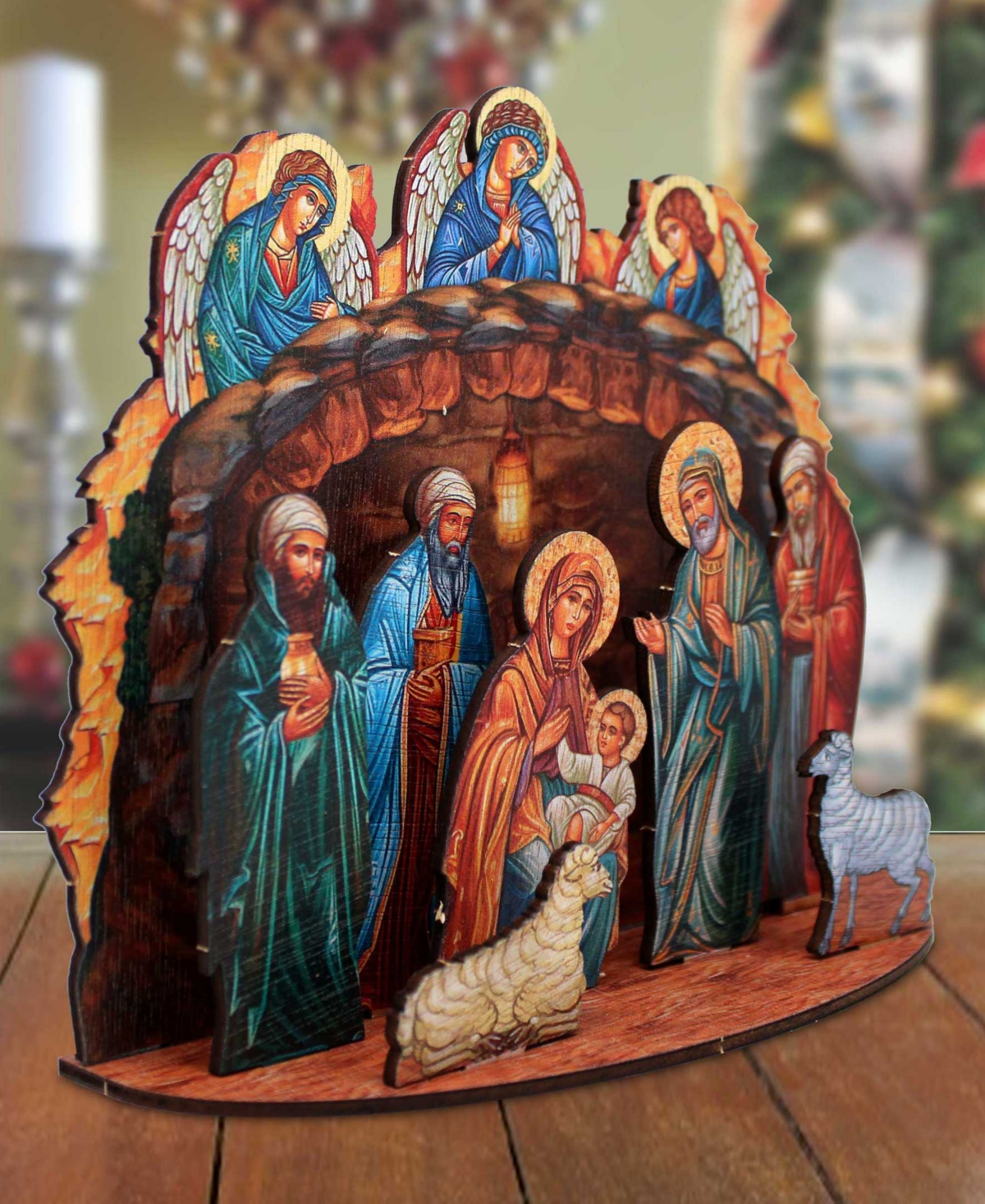 Shop Designocracy Orthodox Nativity Scene Christmas Village 12" Mantel Decor G. Debrekht In Multi Color
