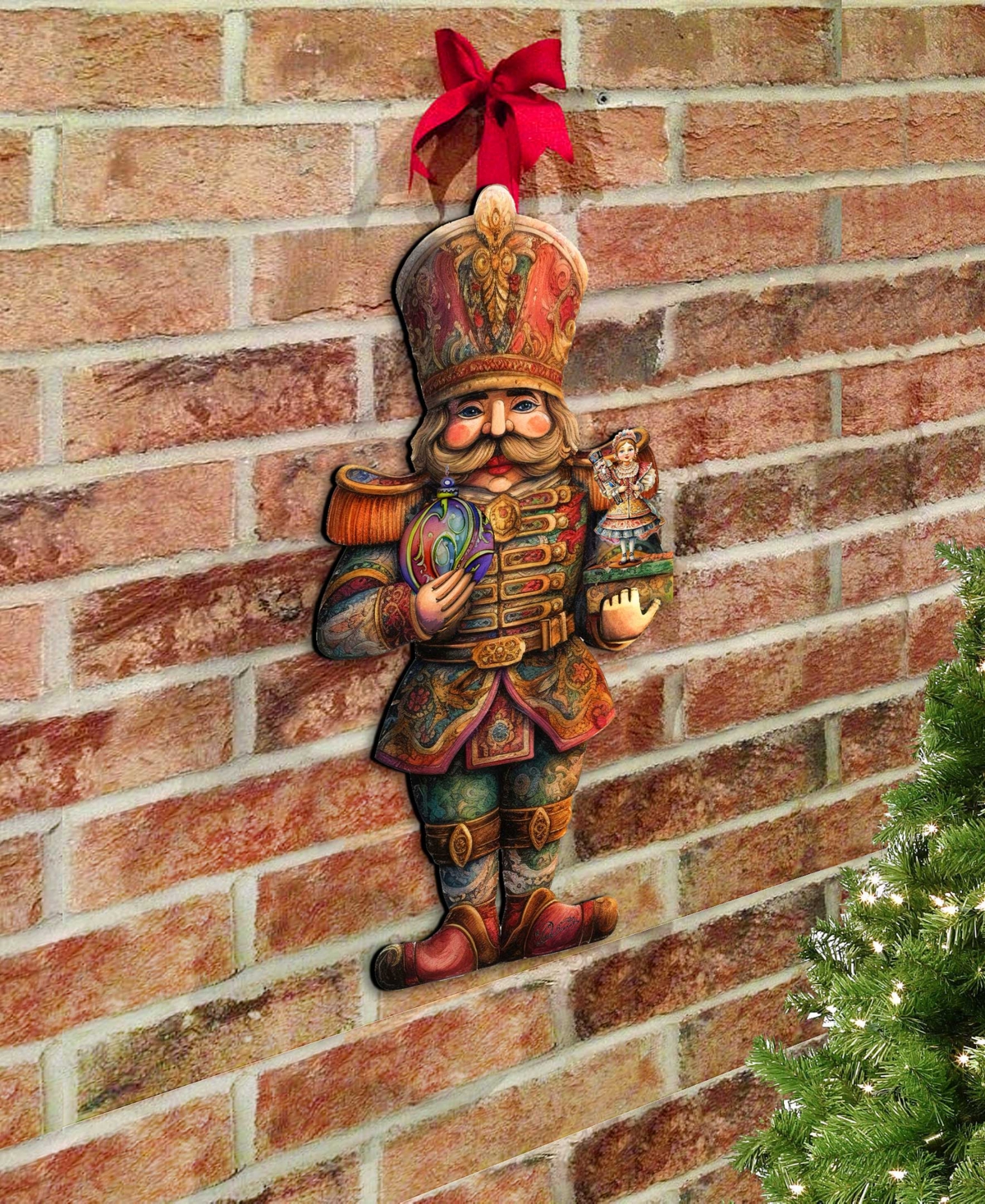 Designocracy Clara And Nutcracker Prince Christmas Door Hanger Wooden Door Decor G. Debrekht In Multi Color