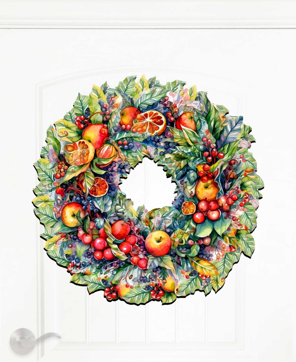 Designocracy Holiday Wooden Door Decor Wall Decor Summer Harvest Fruit Wreath G. DeBrekht