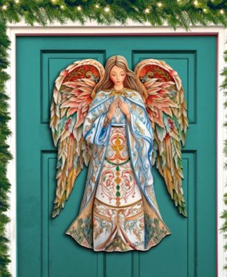 Elegant Angel of Hope Christmas Wooden Door Decor Door Hanger G. DeBrekht