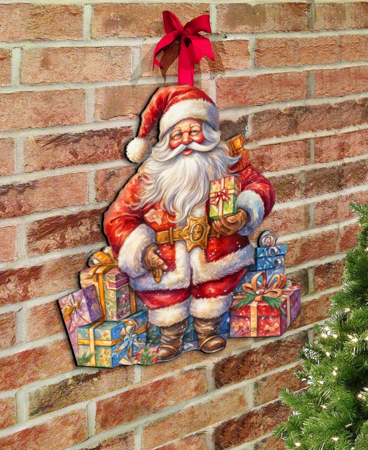 Designocracy The Joy Of Giving Christmas Wooden Door Decor Wall Decor G. Debrekht In Multi Color