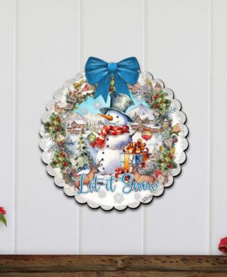Let it Snow Christmas Wooden Door Decor Hanging Decoration G. DeBrekht