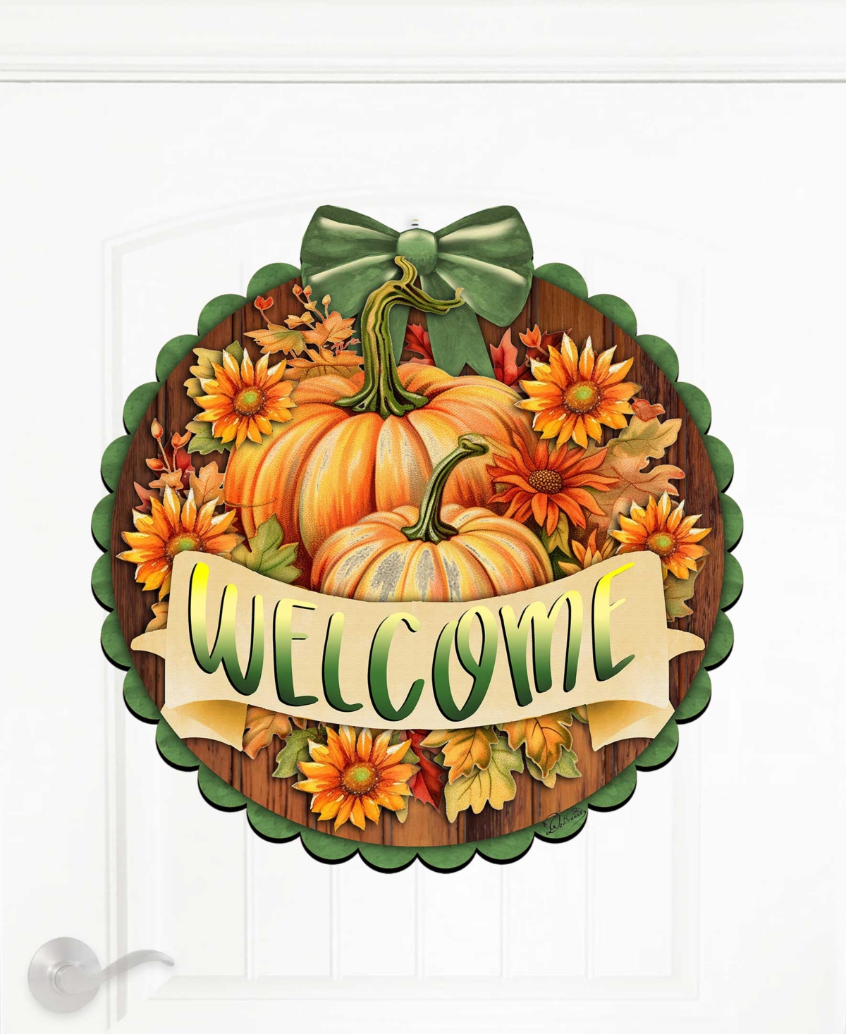 Designocracy Holiday Welcome Sign Wooden Door Decor Hanging Decoration Welcome G. Debrekht In Multi Color