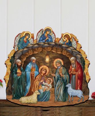 Orthodox Nativity Scene Christmas Wooden Door Hanger Door Decor G. DeBrekht