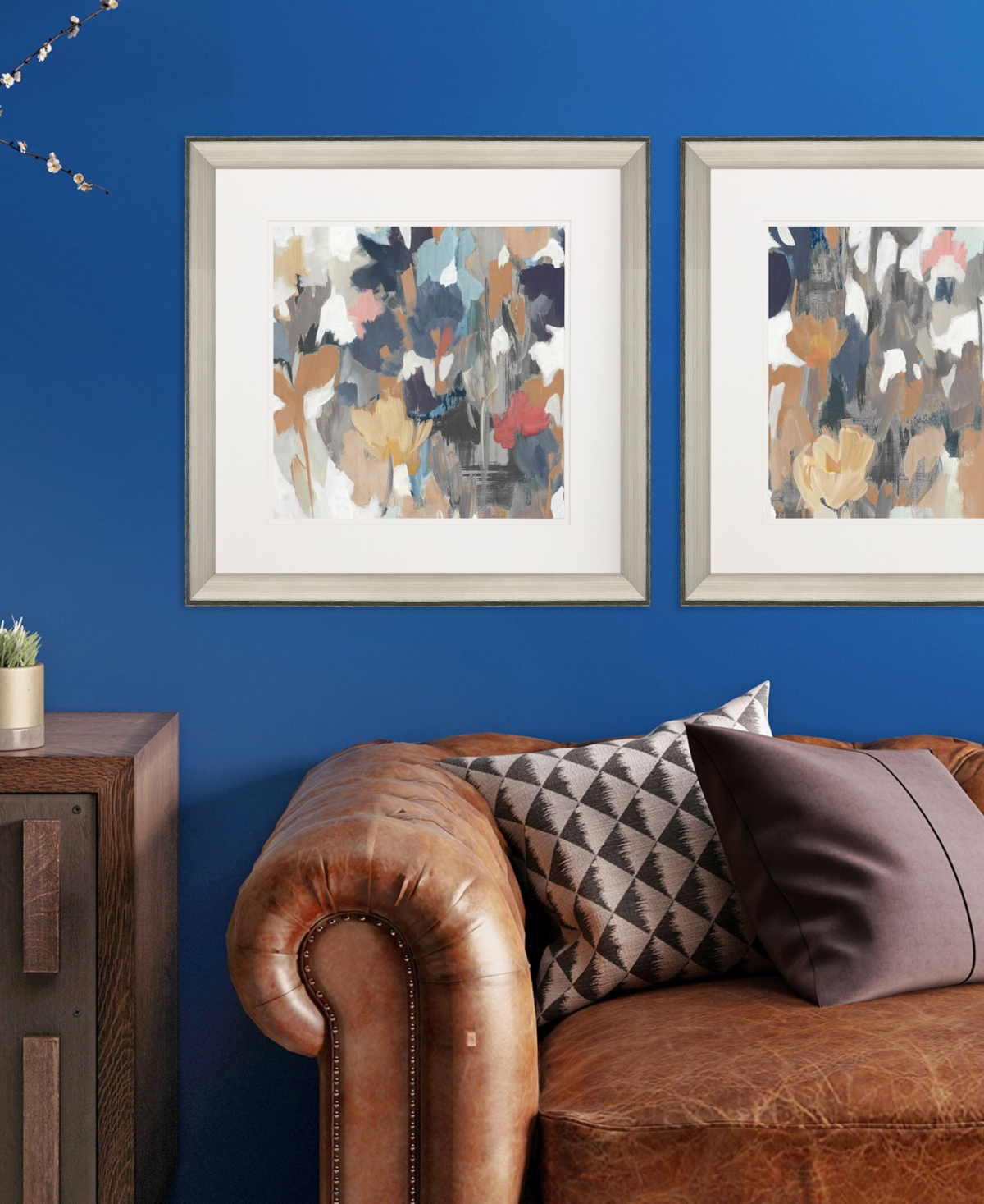 Paragon Picture Gallery Corner Flower Stand I Framed Art In Blue