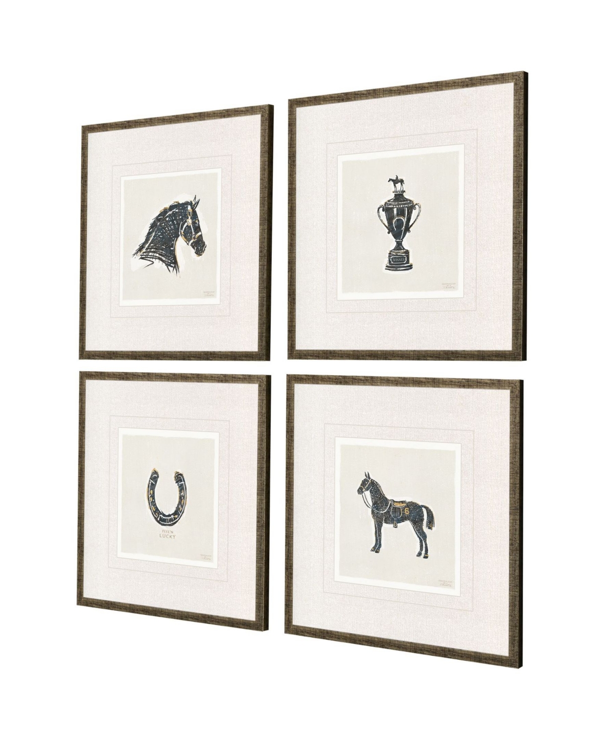 Shop Paragon Picture Gallery Equestrian Framed Art, Set Of 4 In Black