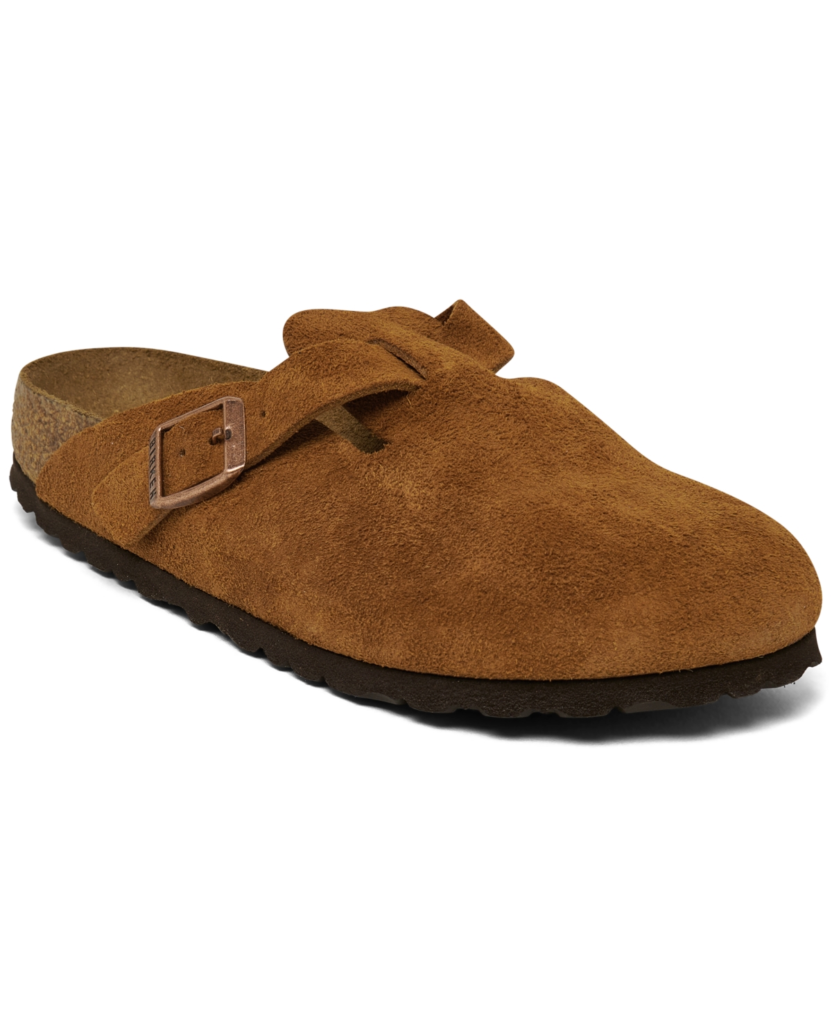 Women's Boston Soft Footbed Suede Leather Clogs from Finish Line - Cork Brown
