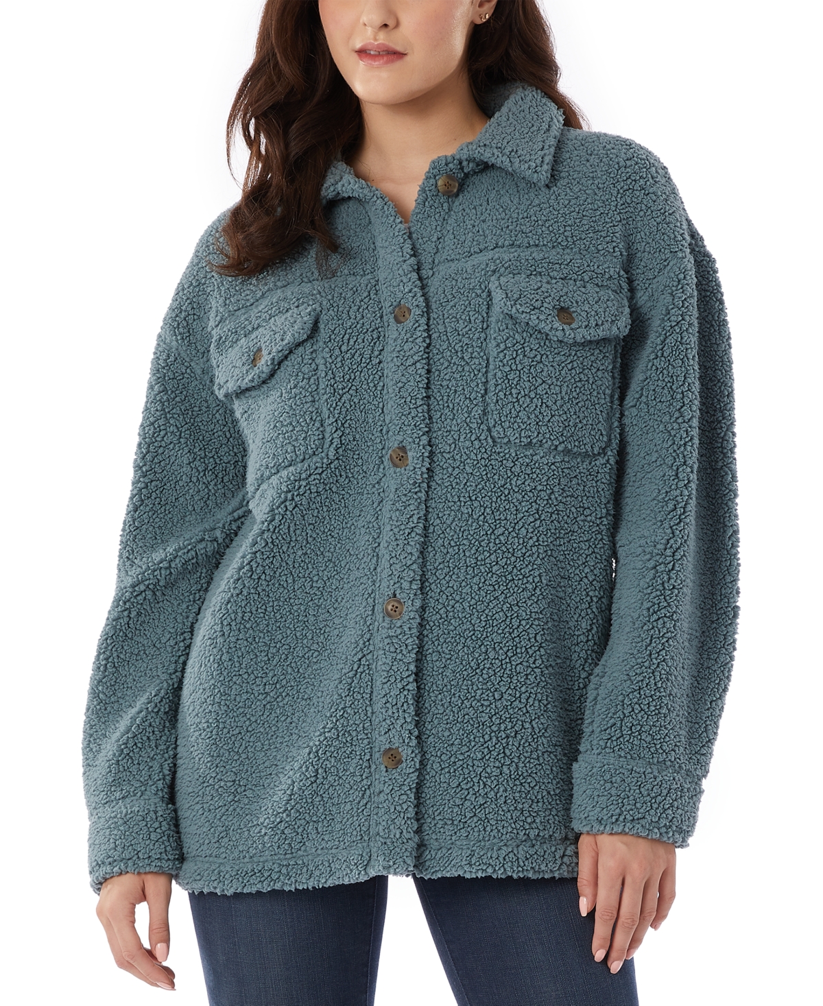 32 Degrees Women's Relaxed-fit Fleece Shirt Jacket In Goblin Blue