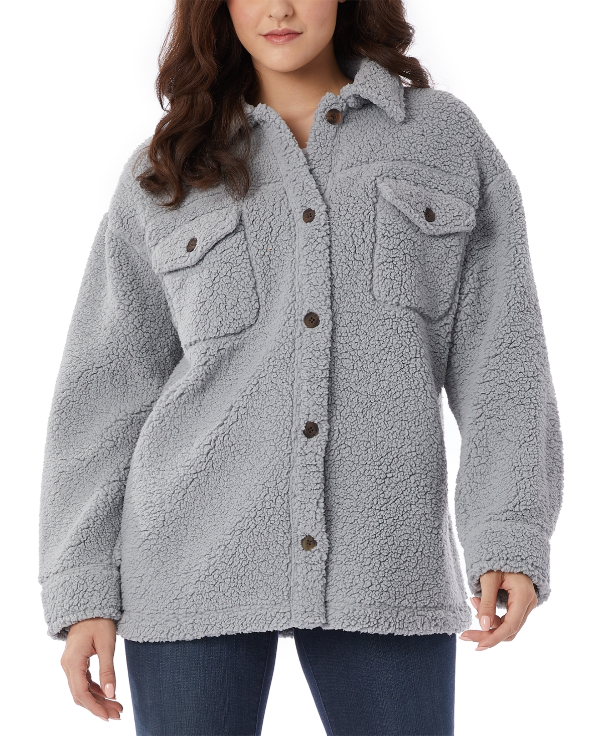 32 Degrees Women's Relaxed-fit Fleece Shirt Jacket In Monument