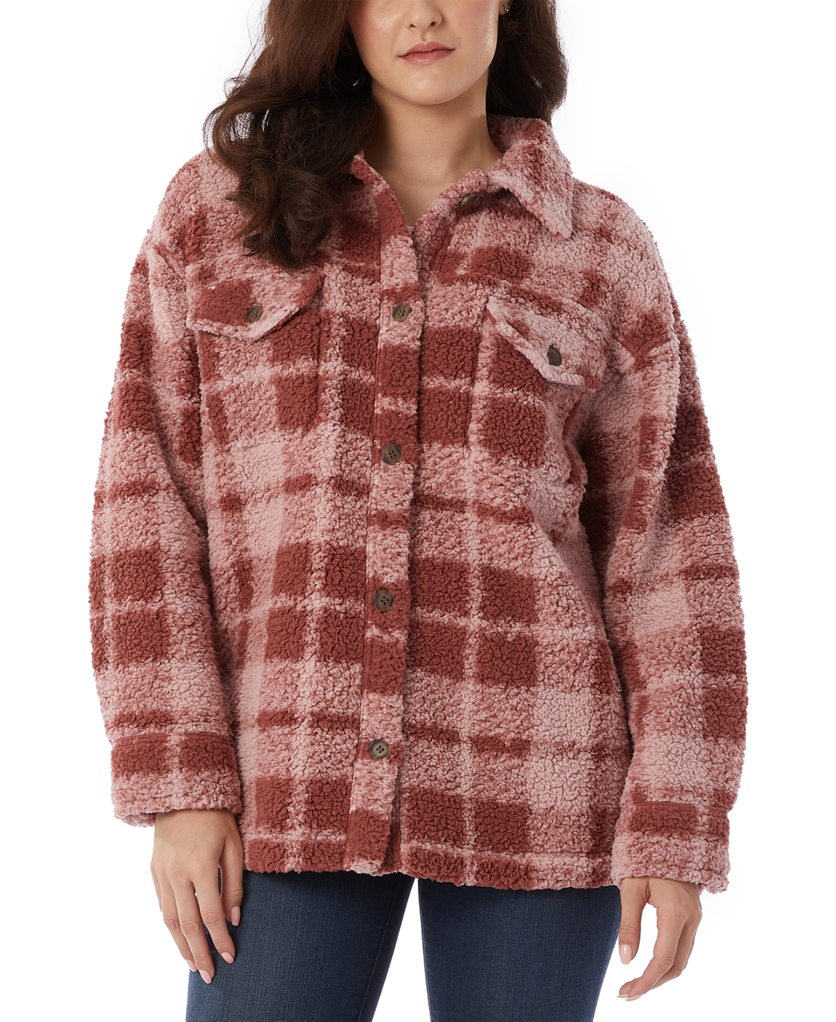 32 Degrees Women's Relaxed-fit Fleece Shirt Jacket In Spiced Chai