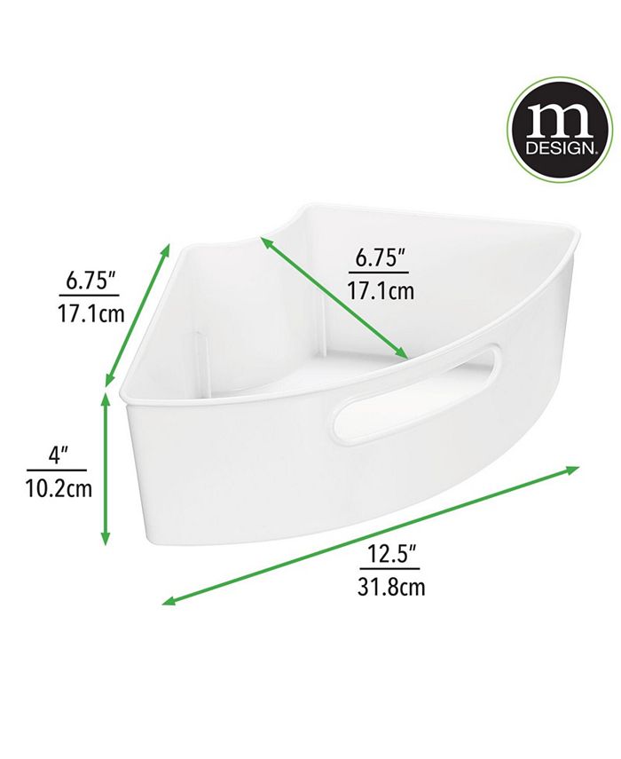 mDesign Plastic Lazy Susan Storage Bin with Front Handle, 4