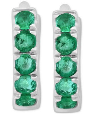 EFFY&reg; Emerald Small Huggie Hoop Earrings (1/4 ct. t.w.) in Sterling Silver (Also in Sapphire, Ruby & Multi-Gemstone), 0.33"