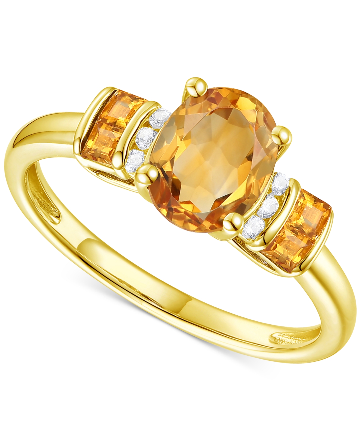 Macy's Amethyst (1-1/2 Ct. T.w.) & Lab-grown White Sapphire (1/20 Ct. T.w.) Statement Ring In 14k Gold-plat In Citrine
