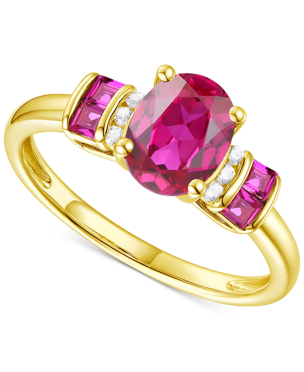 Macy's Amethyst (1-1/2 Ct. T.w.) & Lab-grown White Sapphire (1/20 Ct. T.w.) Statement Ring In 14k Gold-plat In Ruby
