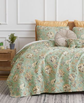 Southshore Fine Linens Jacobean Willow Quilt Set In Green