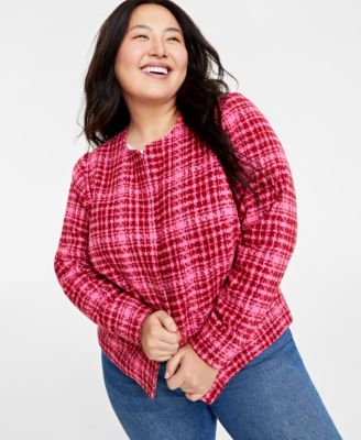 On 34th - Plus Size Tweed Collarless Jacket