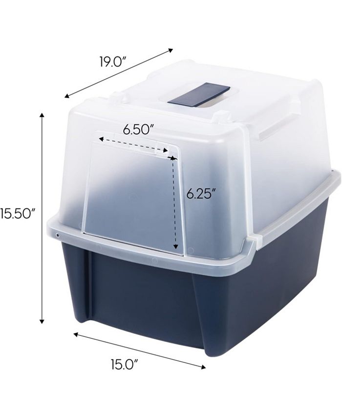 IRIS Large SplitHood Cat Litter Box with Scoop and Grate, Blue Macy's