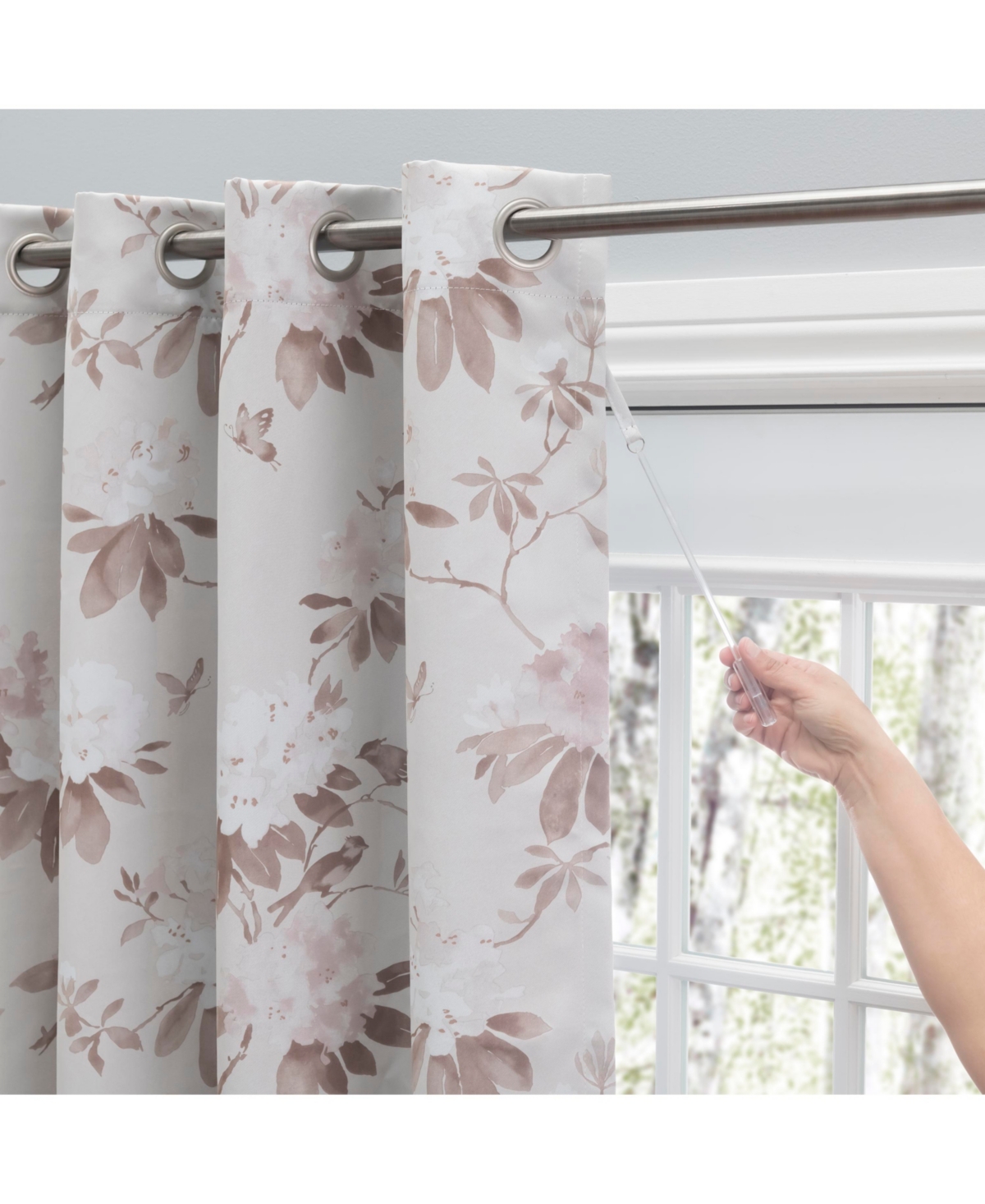 Ricardo Mystic Garden Floral Blackout Grommet Patio Curtain Panel w/Wand 104