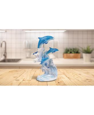 8"H Dolphins Swimming in The Waves Statue Marine Life Decoration Figurine Home Decor Perfect Gift for House Warming, Holidays and Birthdays