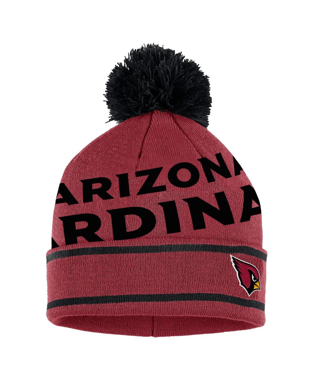 Shop Wear By Erin Andrews Women's  Cardinal Arizona Cardinals Double Jacquard Cuffed Knit Hat With Pom And