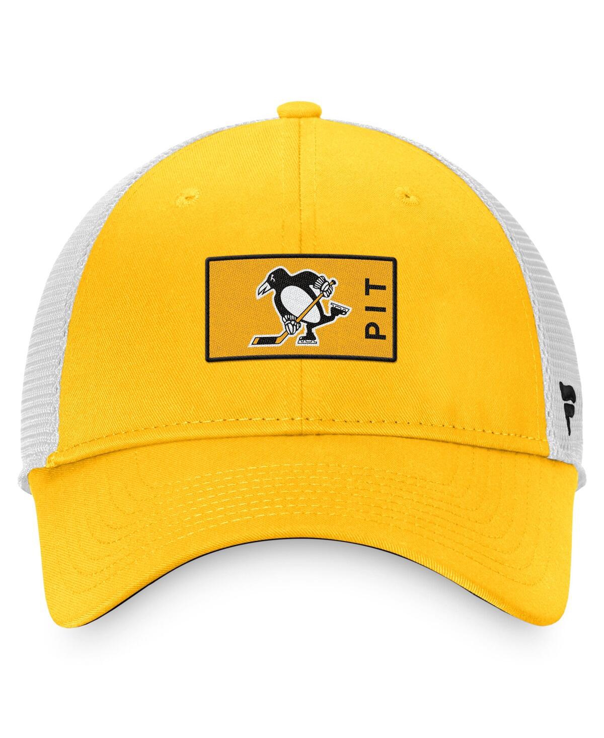 Fanatics Branded Gold/white Pittsburgh Penguins Authentic Pro Trucker Snapback Hat In Gold,white