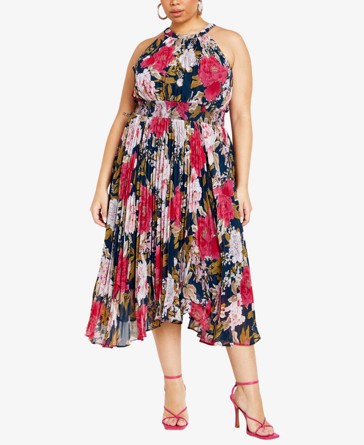 Trendy Plus Size Miriam Print Maxi Dress - Navy Wild Rose