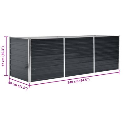 Raised Bed Anthracite Galvanized steel Large Durable