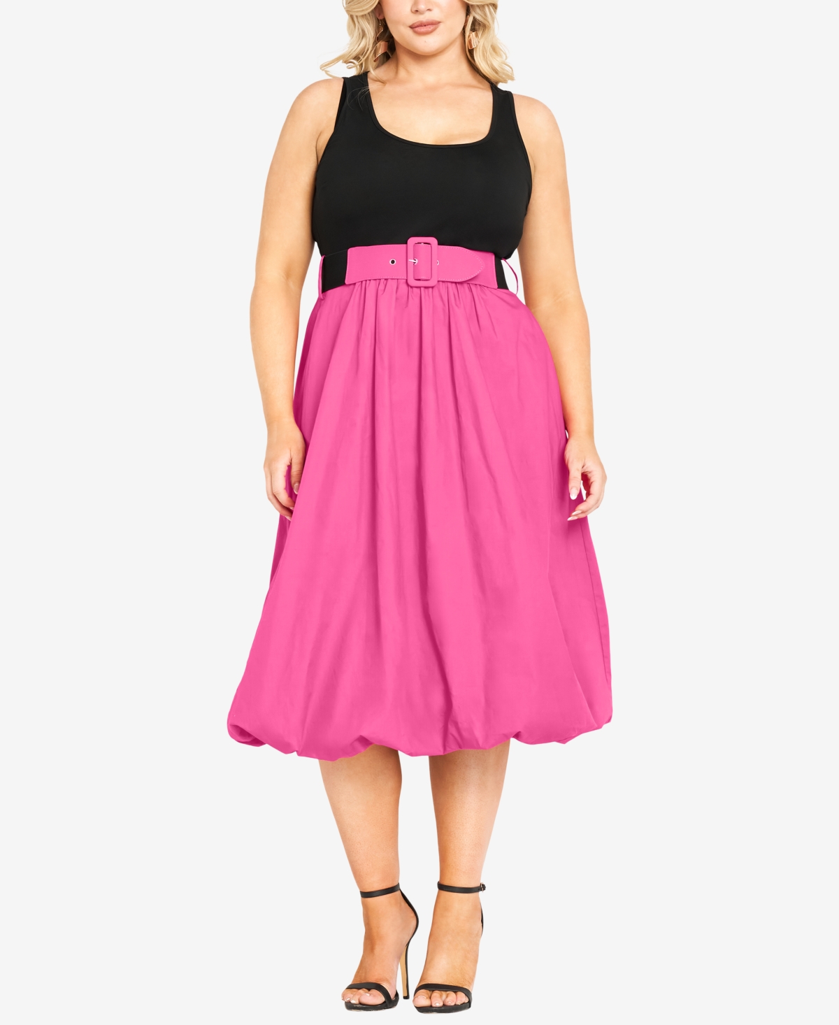 City Chic Trendy Plus Size Cleo Midi Dress Shocking Pink Smart