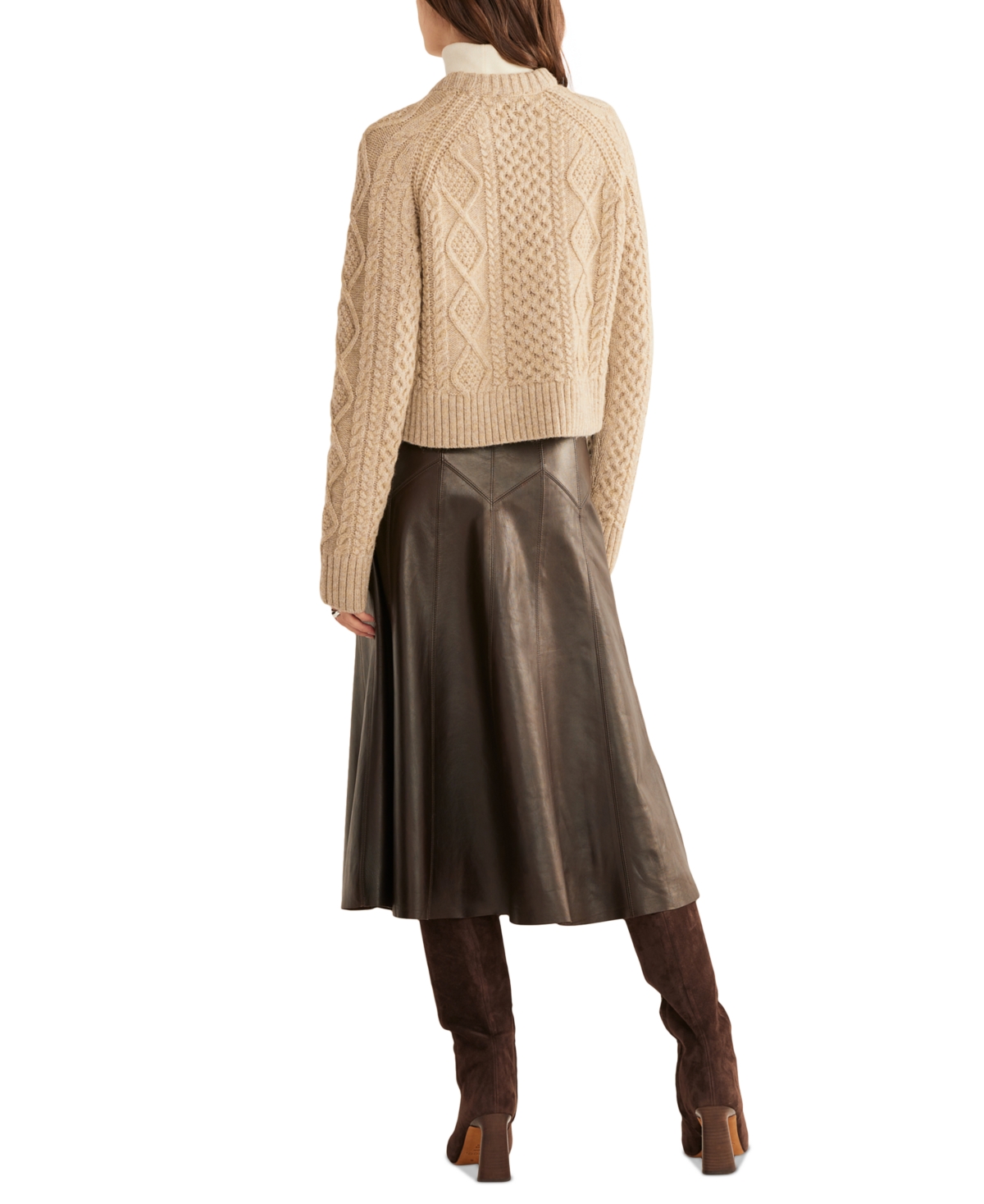 Shop Pendleton Women's Cropped Wool Cable-knit Aran Sweater In Natural