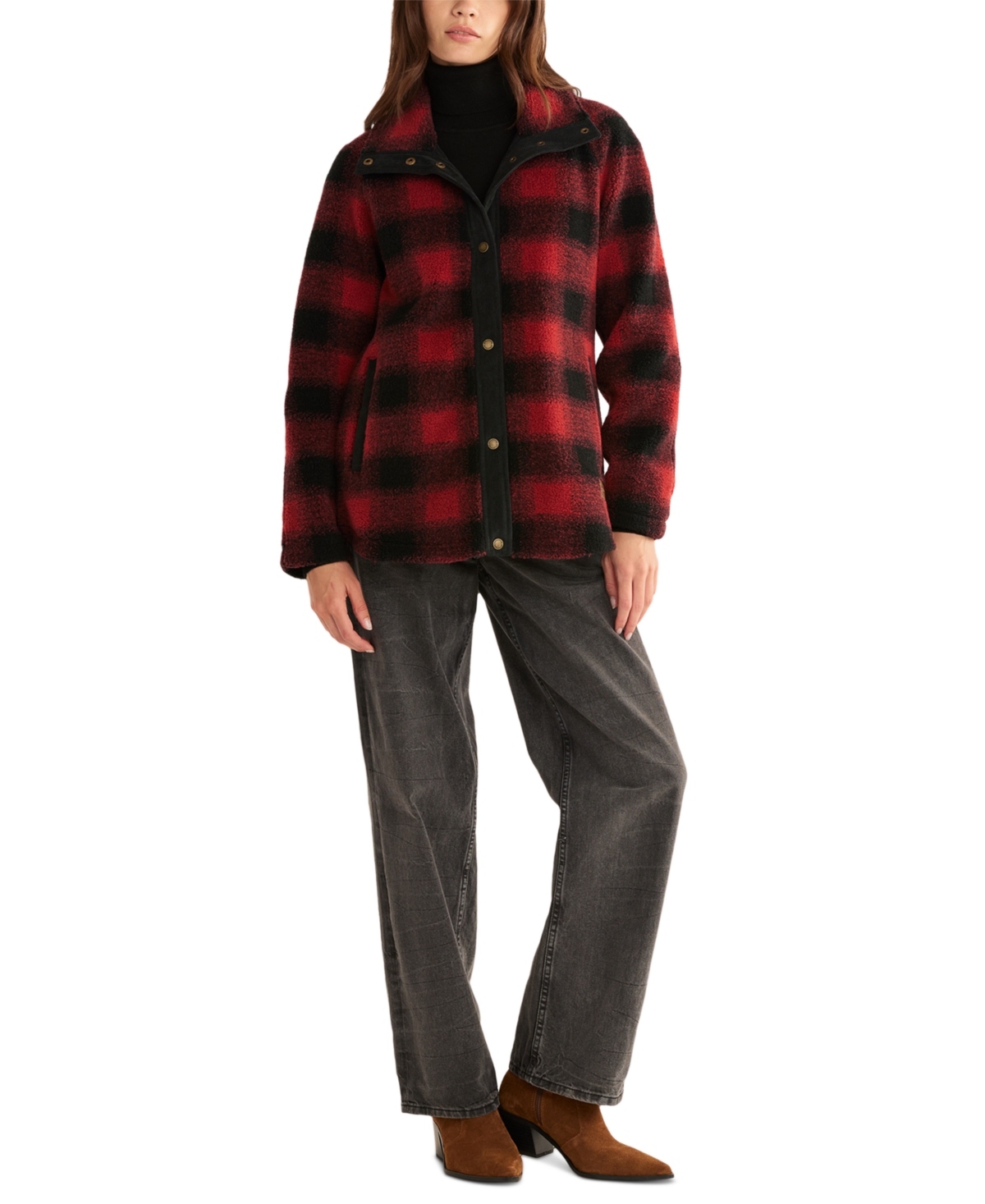 Pendleton Women's Windom Stand-collar Plaid Jacket In Red Buffalo