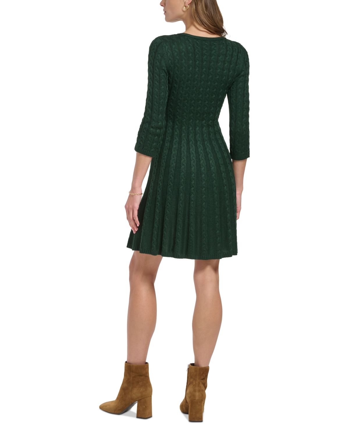 Jessica Howard Women's Mock Neck Cable-Knit Sweater Dress