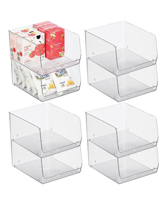 mDesign Wide Stackable Plastic Food Storage Organizer Bin - 8 Pack ...