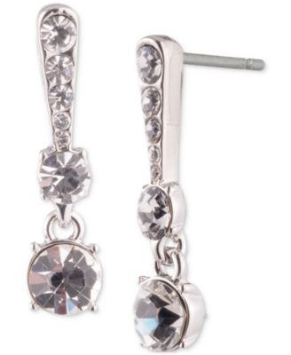 Givenchy - Silver-Tone Stone & Crystal Bar Drop Earrings
