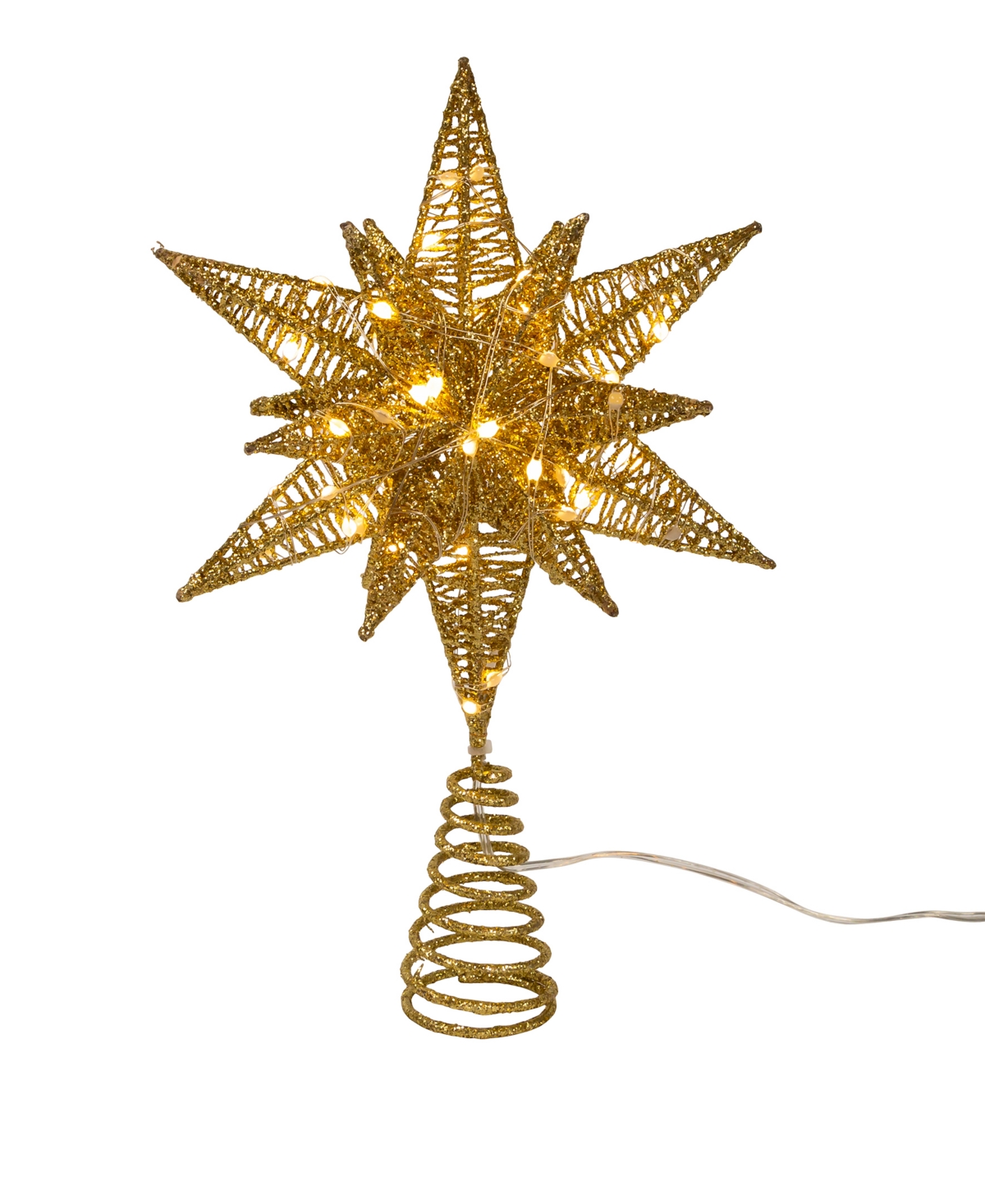 Kurt Adler 11" Pre-lit Twinkling Led 60-light Starburst Tree Topper In Gold
