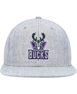 Men's Heather Gray Milwaukee Bucks Hardwood Classics 2.0 Snapback Hat
