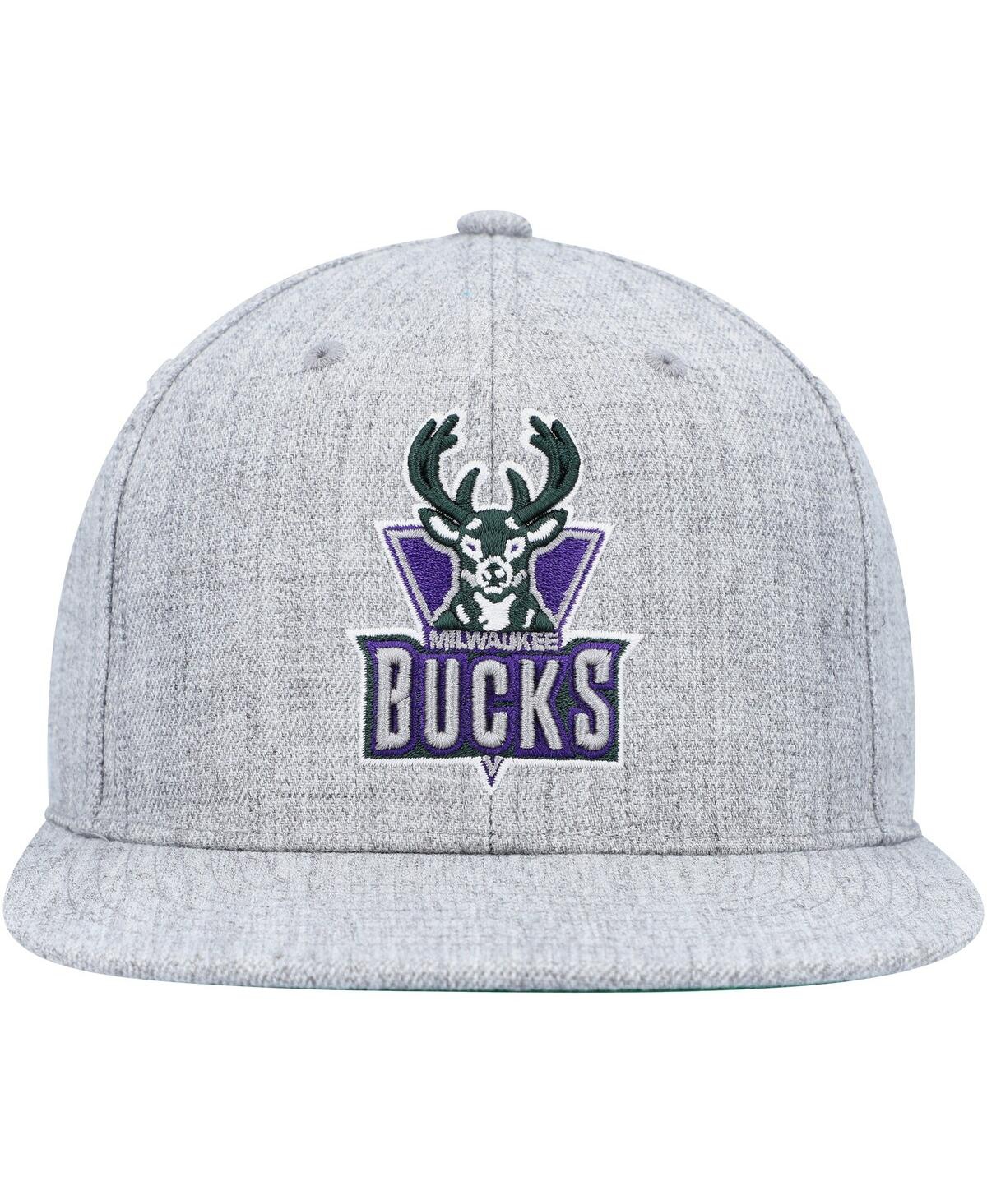 Mitchell & Ness Men's  Heather Gray Milwaukee Bucks Hardwood Classics 2.0 Snapback Hat In Heather Gray
